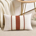 Fancy Homi Set of 1 Rust Boho Long Lumbar Decorative Throw Pillow Cover 14x24 Inch for Couch Bed Sofa, Aesthetic Modern Organic Fall Room Decor, Soft Cotton Cute Terracotta Farmhouse Cushion Case