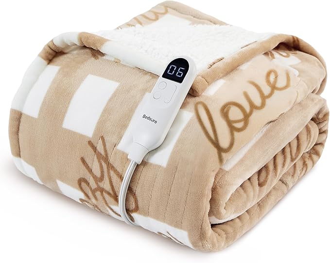 Bedsure Christmas Heated Blanket Throw - Soft Flannel Sherpa Electric Blanket with Pet Pattern, Heated Throw as a Gift, with 6 Heating Levels, 4 Time Settings, and 3-Hour Auto-Off (50x60 inches)