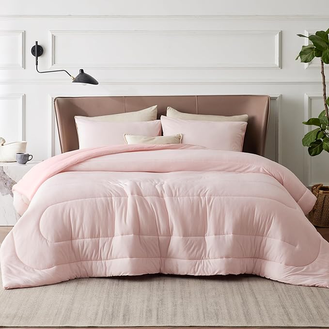 Bedsure Queen Comforter Set - Cooling and Warm Bed Set, ICY Pink Reversible Bedding for All Season, 3 Pieces, 1 Queen Size Comforter (88"x88") and 2 Pillow Cases(20"x26")