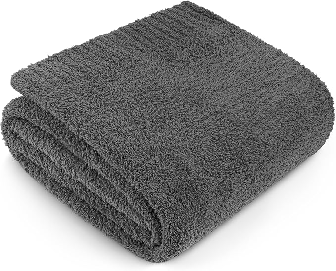 PAVILIA Super Soft Throw Blanket for Couch, Fluffy Cozy Lightweight Grey Blanket, Fuzzy Warm Knit Blanket for Bed Sofa, Dark Gray, 50x60
