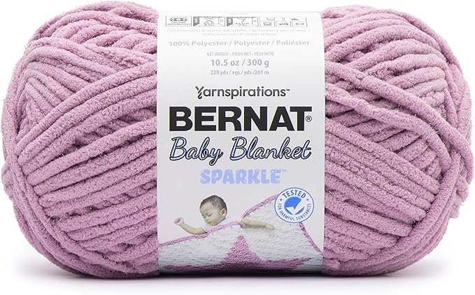 Bernat Baby Blanket Sparkle Planetary Purple Yarn - 1 Pack of 10.5oz/300g - Polyester - #6 Super Bulky - 220 Yards - Knitting & Crochet
