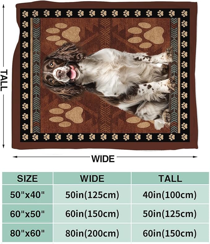 Springer Spaniel Blanket for Girls Women Boys Men Adults Kids Soft Cozy Fleece Cute Dog Throw Blankets Gifts Warm Flannel Plush Lightweight Decor for Couch Bed Sofa 80"X60"