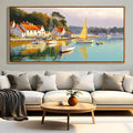 AJAZIKO Coastal Wall Art - Rustic Ocean & boat Canvas Art for Living Room & Bedroom Decor - Framed Landscape Artwork for Walls - Italian Farmhouse & Country Wall Decor Print Pictures20x40IN