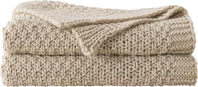 WDCOZY Chunky Cable Knit Throw Blanket Super Soft Warm Knitted Throw Blanket for Couch, Sofa, Chair, Bed Lightweight Breathable Cozy Comfortable Home Decorative Camel Tan Beige 60x80 Inches