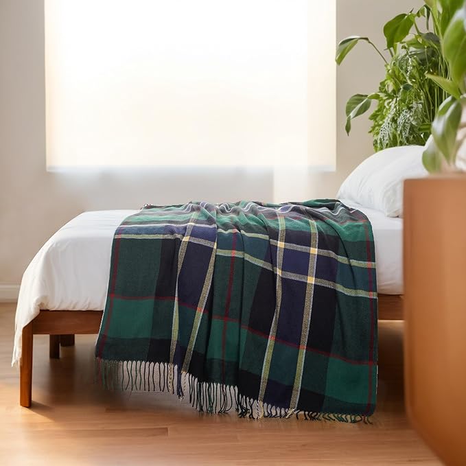BATTILO HOME Forest Green Plaid Throw Blanket for Couch - Christmas Plaid Blanket Buffalo Checkered Blankets - Lightweight Farmhouse Outdoor Throw Blankets for Bed, Sofa 50"x60"