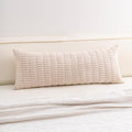 Aegero Corduroy Decorative Throw Pillow Covers 14x36 Inch Soft Striped Pillow Covers Modern Farmhouse Home Decor for Sofa Living Room Couch Bed（Cream White）