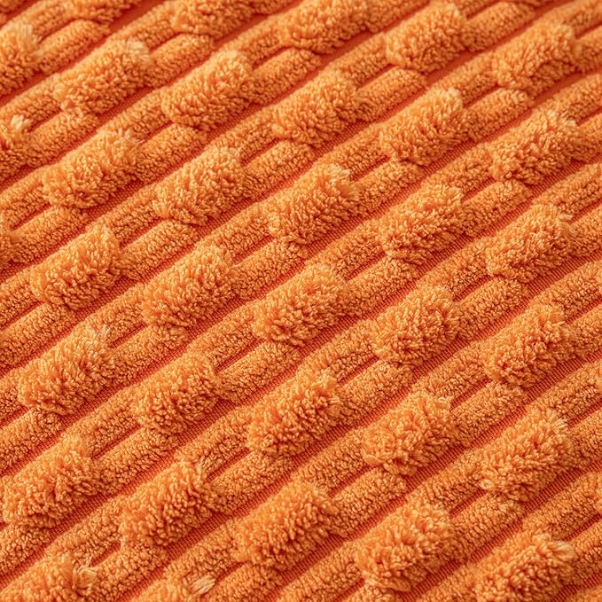 MIULEE Orange Throw Pillow Covers Soft Corduroy Decorative Set of 2 Boho Striped Pillow Covers Pillowcases Farmhouse Home Decor for Halloween Couch Bed Sofa Living Room 18x18 Inch