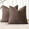 MIULEE Pack of 2 Decorative Throw Pillow Covers Soft Chenille Euro Sham Throw Pillows Solid Textured Cushion Covers for Bed Couch Sofa Bedroom Living Room 26x26 Inch, Chocolate Brown