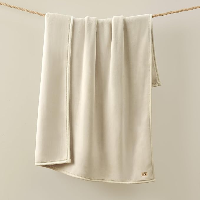 UGG Coco Plush Fleece Throw Blanket – Soft & Cozy Blanket for Couch, Bed & Sofa, Perfect for Home Decor, House Warming Gifts or Luxurious Birthday Gifts for Women, 50" x 70", Ivory Shoreline