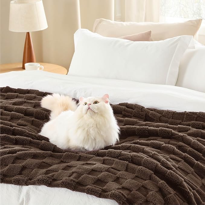 Bedsure GentleSoft Twin Blanket for Bed Brown - Super Soft Cozy Blankets for Women Men Girls, Cute Fuzzy Fleece Throws for Bedroom Couch, 60x80 Inches
