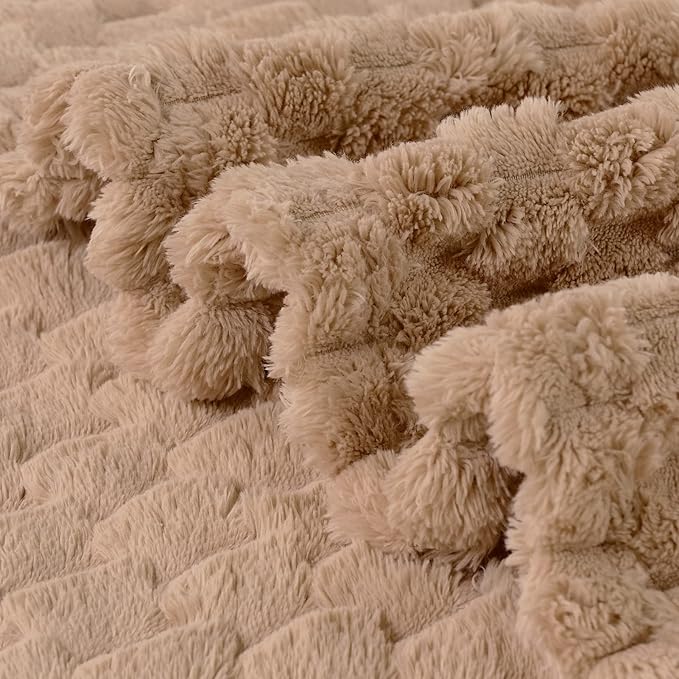 FY FIBER HOUSE Fleece Throw Blanket for Couch 300GSM Super Soft Plush Fuzzy Blankets Lap Blanket for Office Sofa, 50x60 Inches, Camel