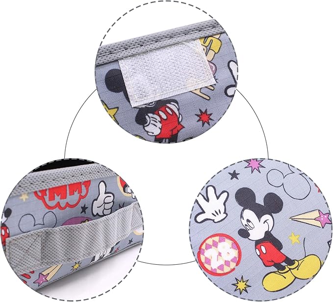 Finex Foldable Collapsible Storage Organizer Box for Desk with Flip Top Lid & Removable Drawer - Gray Mickey