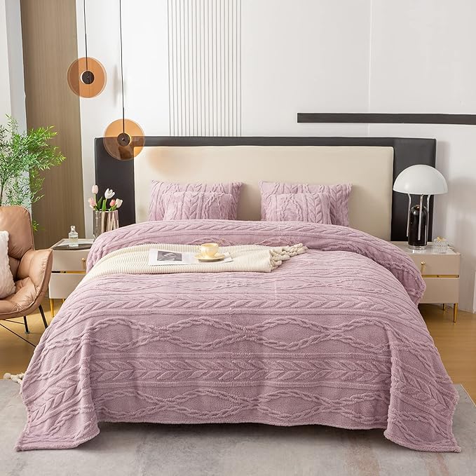 YUSOKI Twin XL Blanket Single Layer,Weight(3.1lb),370GMS-3D Stylish Design for Gift Home Decor (Rose Pink,65"x90")