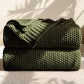 100% Cotton Cable Knit Throw Blanket, Lightweight Soft Knit Blanket for Sofa Couch Bed, Breathable All-Season Throw, Cozy Decorative Blanket, 50 x 60 Inch,Olive Green