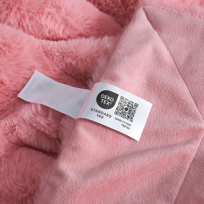 Cozy Bliss Deluxe Sheared Rabbit Faux Fur Throw Blanket, Soft Fuzzy High-Low Sculpted Plush Blanket for Couch, Cozy Home Accent, All Season Use, Pink 90"x90"
