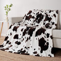 Cozy Bliss Cow Print Fuzzy Throw Blanket for Couch - Thick Soft Warm Non Shedding Fleece Blankets for Western Décor Room, for Kids, Women Men Girls, Black Brown 40"*50"
