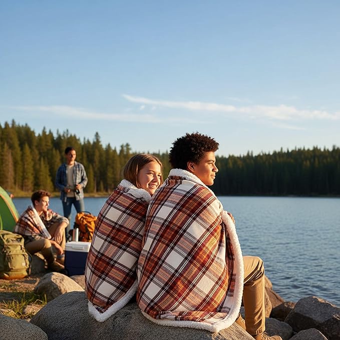 Eddie Bauer - Sherpa Throw Blanket for Couch 50x60 – Ultra Soft Reversible Fleece & Plush Sherpa Blanket, Warm Cozy Plaid Throw Blanket for Sofa, Bed, Living Room, Cabin Decor