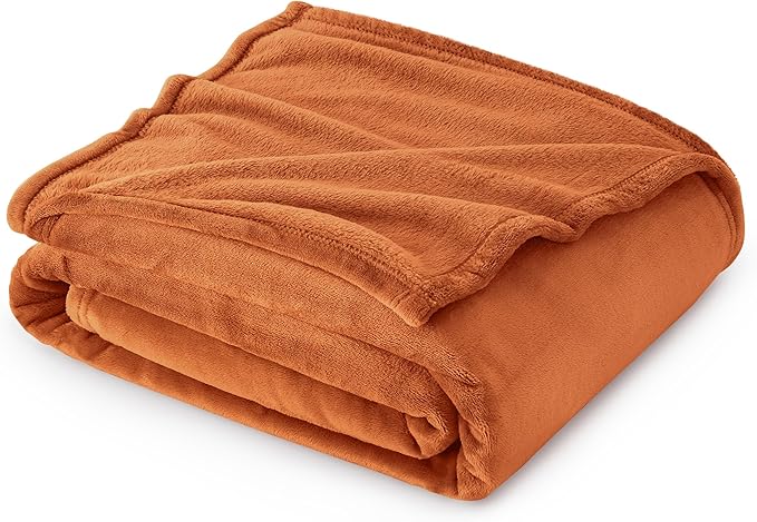 Bedsure GentleSoft Burnt Orange Fleece Throw Blanket - 300GSM Soft Lightweight Plush Cozy Blankets for Bed, Sofa, Couch, Travel, Camping