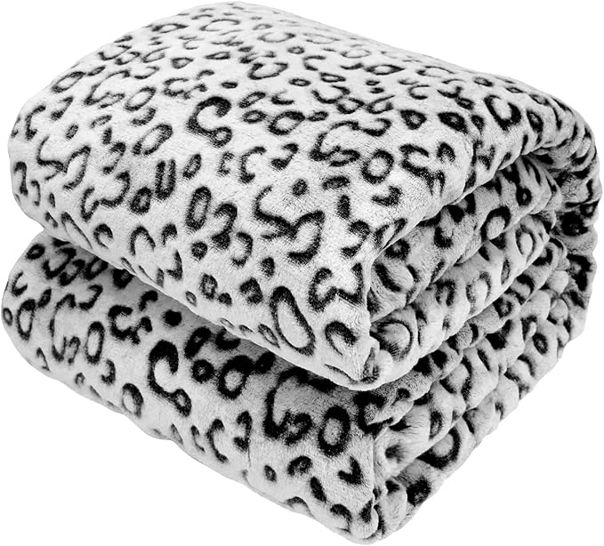 Black Small Throw Blanket for Kids, Soft Warm Cheetah/Leopard Print Fleece Throw Blanket for Boys Girls, Fuzzy Plush Bedding Room Decor for Car Seat Stroller Travel 40"x50"