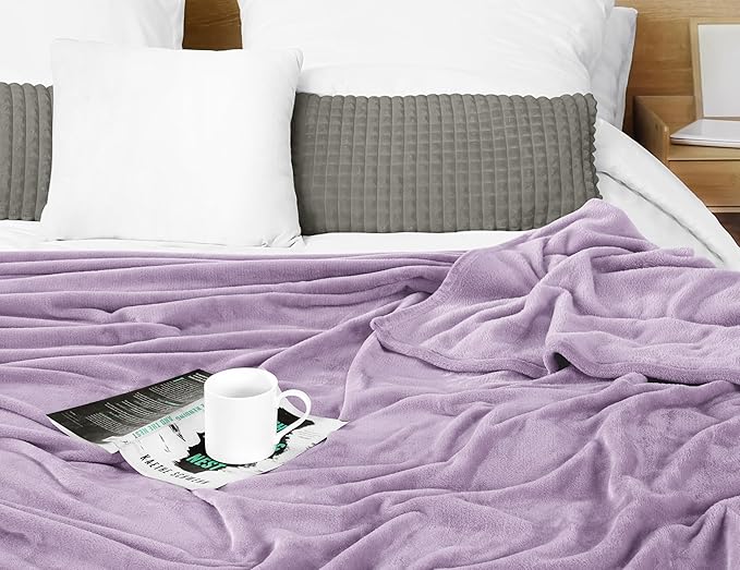 Utopia Bedding Lilac Fleece Blanket California King Size Lightweight Fuzzy Soft Anti-Static Microfiber Bed Blanket (102x96 Inch)