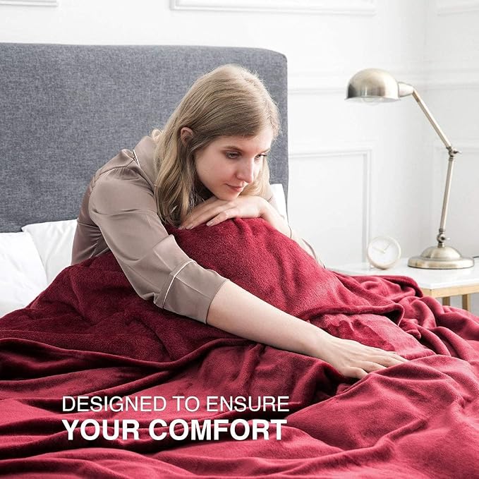 IR Imperial Rooms Fleece Blanket 12 Pack Twin Size 60x80 Inches - Super Soft Fluffy Throw Blanket for Sofa and Bed - Warm and Cozy Lightweight 400 GSM Microfiber Bed Throws Blankets (Twin, Burgundy)