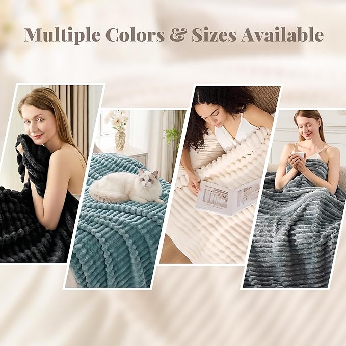 Black Fleece Throw Blanket for Couch, 320GSM Super Soft Cozy Blanket for Home Decor, Perfect Cozy Gifts for Women Men Gifts, Lightweight All Season Couch Blanket, 50x70 Inches