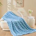 NEWCOSPLAY Twin Blanket for Couch Blue Super Soft Flannel Fleece 3D Bubble Lightweight Bed Blanket All Season Use (Blue, Twin(60"x80"))
