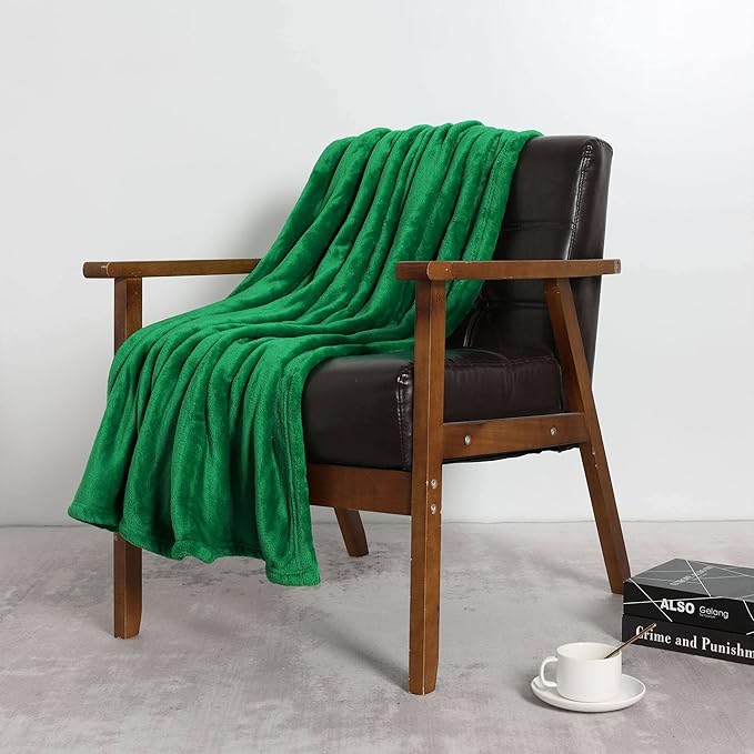 NANPIPER Fleece Blankets, Super Soft Flannel Fuzzy Blanket for Couch, Luxury Cozy Lightweight Microfiber Dog Blanket-Throw Size,Emerald Green