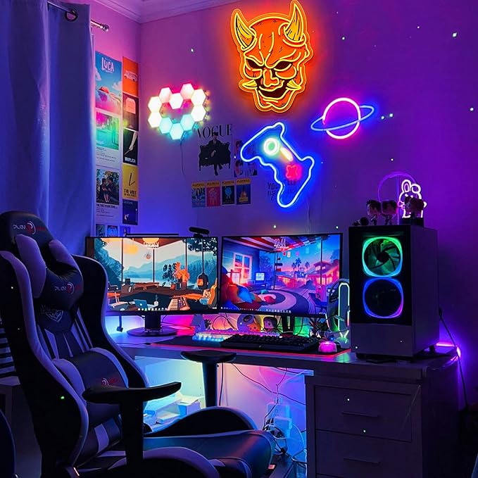 Hannya Mask Neon Sign for Game Room, Tattoo Shop, Tattoo Studio Decor LED Anime Neon Light Cool Room Accessory Japanese Demon Evil Spirit Hannya Sign