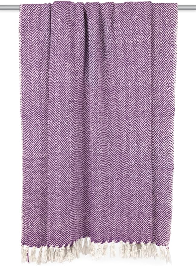 DII Chevron Throw Collection Handloomed Cotton, 50x60, Eggplant