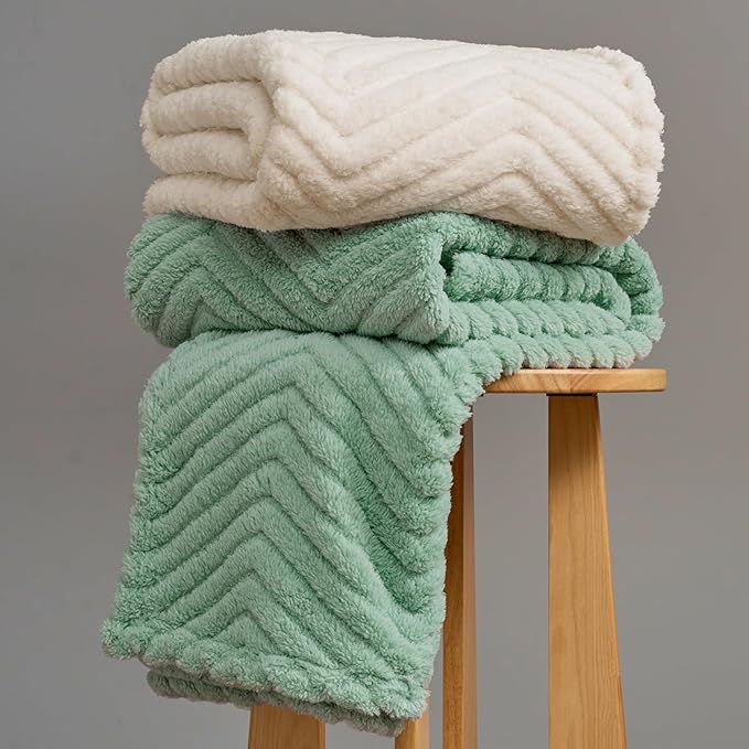 Joiedomi Queen Size Blanket for Bed, Soft & Warm Sage Green Fleece Blankets Gifts for Women Mom, Cozy Cute Soft Throw 90x90 Inches