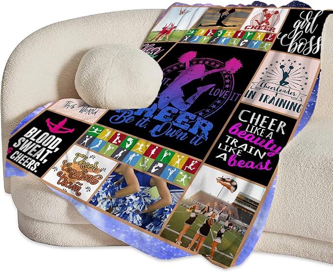 Cheerleader Blanket Cheerleader Throw Blanket Cheerleading Decor Stuff Cozy Flannel Fleece Soft Plush Fuzzy Warm Lightweight Bedding Gifts for Women Girls Kids 50"X40"