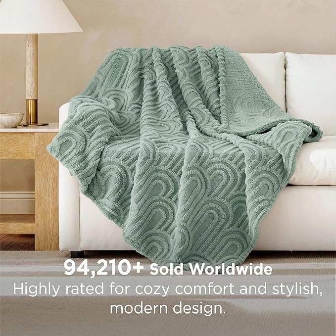 Bedsure GentleSoft Sage Green Christmas Throw Blankets for Women - Super Soft Cozy Winter Blankets for Couch, Cute Fluffy Fleece Throw for Girls Women, Ideal for Room Home Decor, 50x60 Inches