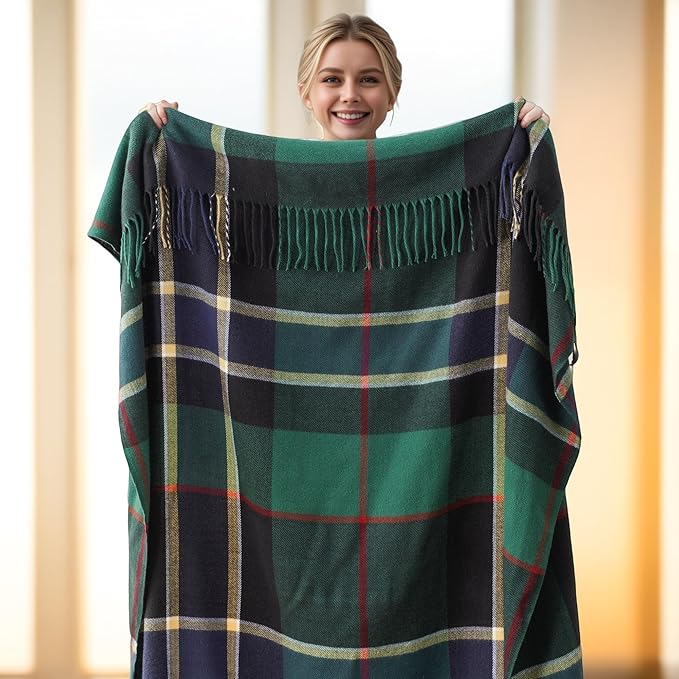 BATTILO HOME Forest Green Plaid Throw Blanket for Couch - Christmas Plaid Blanket Buffalo Checkered Blankets - Lightweight Farmhouse Outdoor Throw Blankets for Bed, Sofa 50"x60"