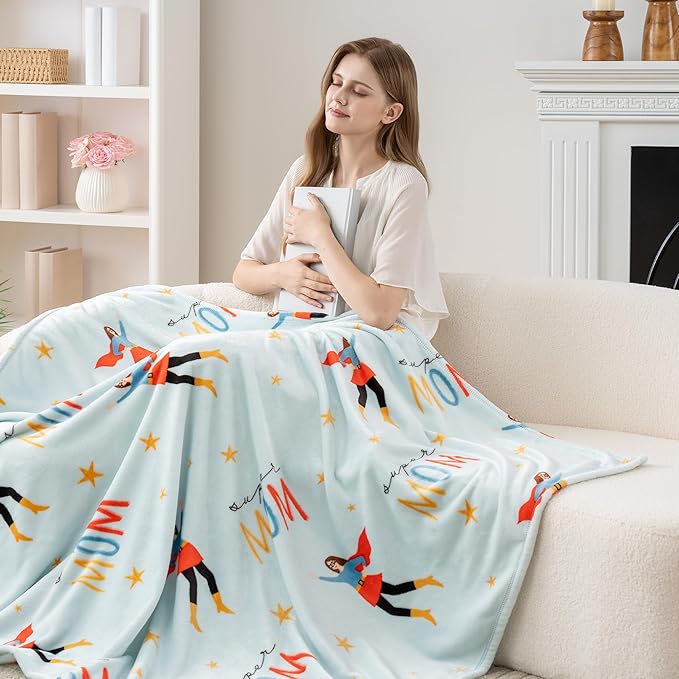 Berkshire Velvetloft® Plush Throw Blanket – Ultra Soft & Cozy Gift for Mom, Women & Loved Ones, Perfect for Mother’s Day, Valentine’s, Birthday, and Everyday Use, Super Mom Ice, 50'' × 60''