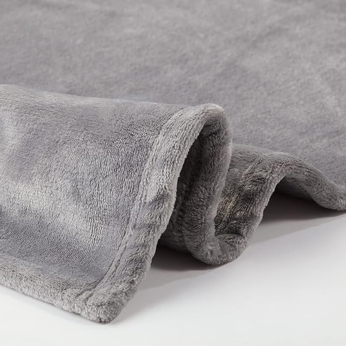 SERTA Cozy Plush Thick Fuzzy Super Soft Lightweight Throw Blanket for Bed, Couch, or Travel, King (108 in x 90 in), Grey