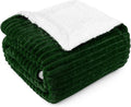 PAVILIA Emerald Green Sherpa Fleece Throw Blanket for Couch, Soft Plush Fuzzy Blankets, Fluffy Flannel Sherpa Blanket for Sofa, Warm 3D Ribbed Winter Blanket Gift, 50x60 inches