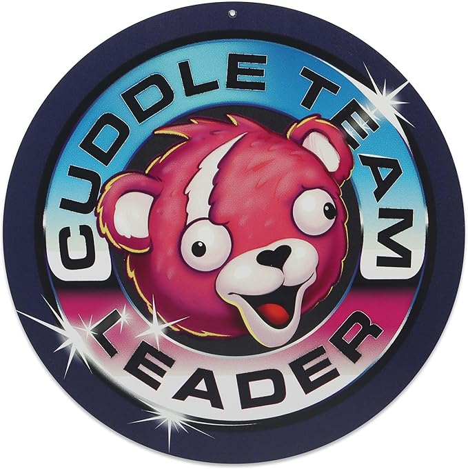 Fortnite Cuddle Team Leader Metal Wall Decor - Fun Fortnite Sign for Bedroom or Game Room