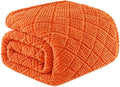 Whale Flotilla Fuzzy Fleece Queen Size Blanket for Bed, Soft Fluffy Jacquard Waffle Blankets for All Season, Lightweight and Warm, 90x90 Inch, Burnt Orange