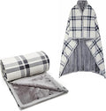 forestfish Fleece Wearable Blanket Oversized, Comfy Lightweight Lap Blanket Poncho Throw with Buttons, 63“x 55”(White)
