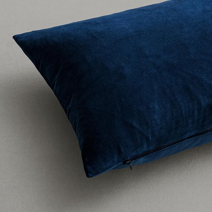 MIULEE Velvet Throw Pillow Covers 14x14 Inch, Pack of 2 - Dark Blue, Soft Solid Small Decorative Pillow Covers Modern Luxury Home Decor for Couch Chair Sofa Bedroom Livingroom Car