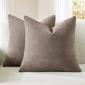 MIULEE Brown Couch Pillow Covers 18x18 Inch, Set of 2 Soft Chenille Decorative Square Throw Pillow Covers Farmhouse for Sofa Living Room Bed