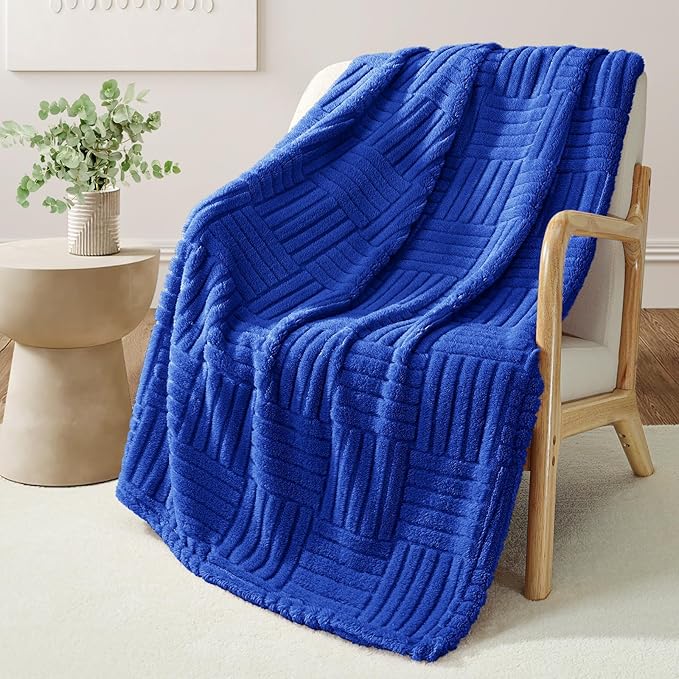 Whale Flotilla Lightweight Fleece Throw Blanket for Couch, Fuzzy Soft Blankets with Decorative Jacquard Pattern for All Season, Warm and Fluffy, 50x60 Inch, Blue