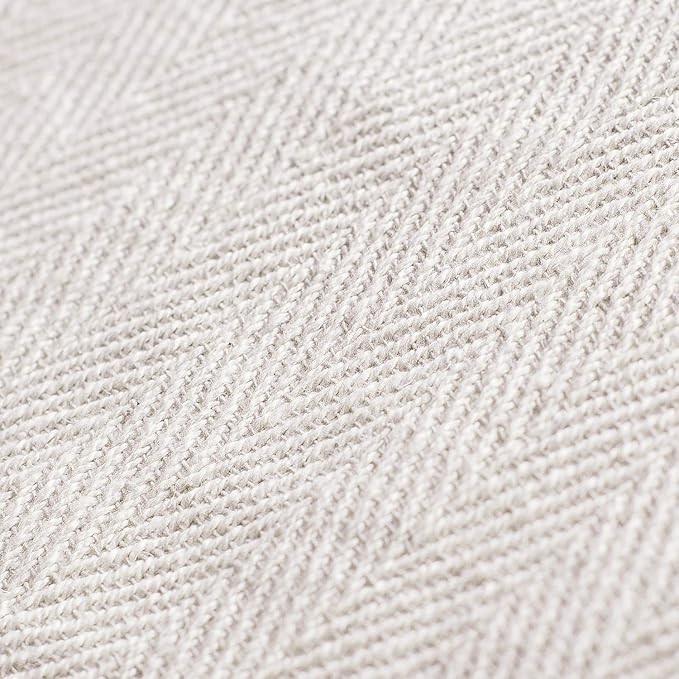 Americanflat 50x60 Throw Blanket - Soft and Breathable Cotton Throw Blanket for Couch, Bed, Chair - Decorative Blankets Perfect for Home, Office, or Outdoor Use - Cream Herringbone Design