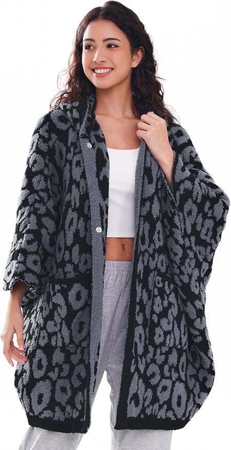 WDCOZY Wearable Blanket Hoodie Poncho Throw Comfy Soft Warm Cape Shawl Cozy Cloak Wrap Hooded with Sleeves For Women Adults