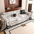 HANDONTIME Couch Cover for Dogs Washable Bird Floral Pattern Slipcovers for Couches and Sofas White Sofa Covers with Black Jacquard Flower Chenille Couch Cover Blanket Pet Friendly, 71" X 118"