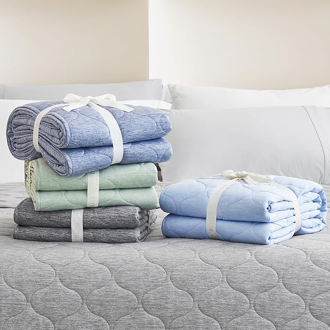 Cozy Bliss Cooling Dual-Sided Blanket for Hot Sleepers, Q-Max>0.46 Lightweight Soft Breathable Bed Blanket, Double Side Cooling Throw for Night Sweats (Sage Green, 60"x80")