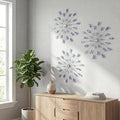 ZEXUIRU 3 Pack Silver Sunburst Wall Decor – Metal Crystal Wall Art with Sparkling Rhinestones, 14’’/18 Inch Starburst Wall Hanging Set for Living Room Bedroom Bathroom – Modern Bling Home Decorations