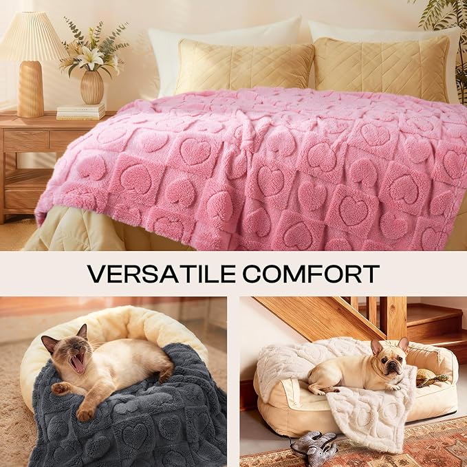 Luciphia 1 Pack 2 Small Dog Blanket Washable Pet Bed Cover Soft Fluffy Puppy Blanket with Premium Fleece 300GSM Cozy Calming Cat Blankets for Indoor Cats Pink 30x20 inch