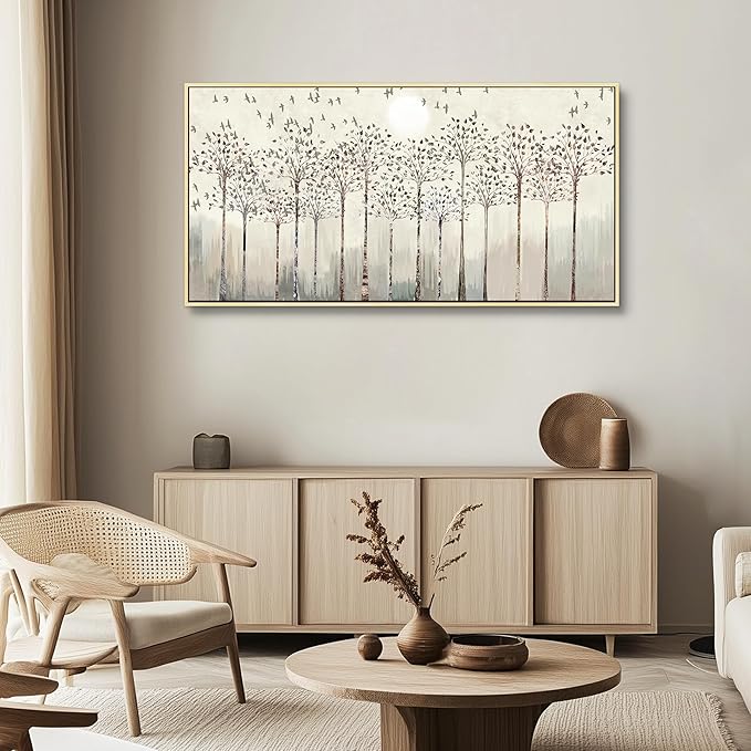 Scenery Abstract Wall Paintings Framed Canvas Wall Art For Living Room Large Office Wall Decor For Bedroom Wall Decorations Pictures Artwork Canvas Prints Boho Home Wall Decor Natural Wood Framed